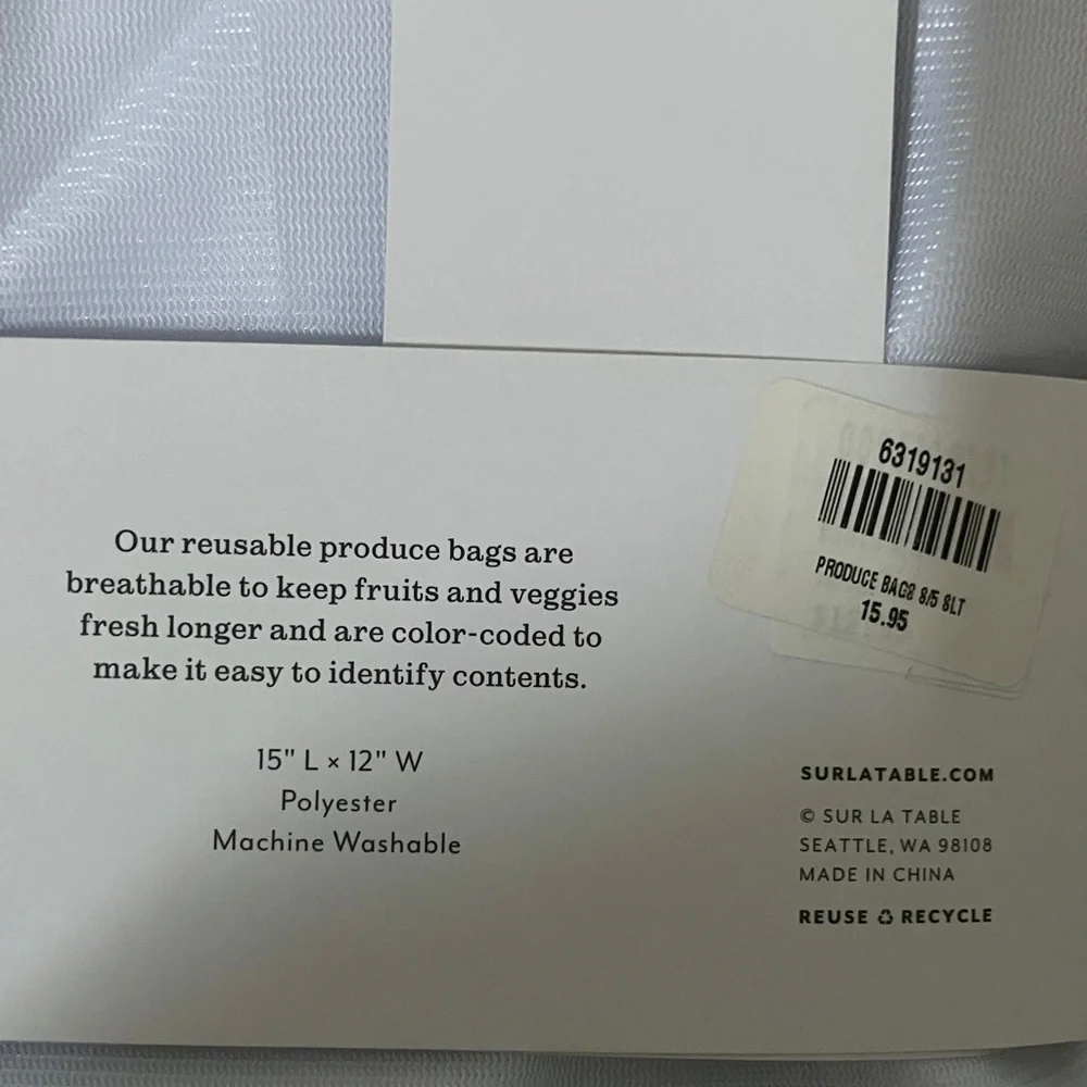 Sur La Table White Mesh Produce Bags Set